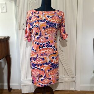 Trina Turk NWT coral fusion split sleeve dress